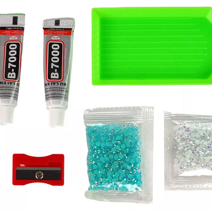 Pasidaryk pats deimantinis elnias "Pasidaryk pats" kristalai 3D raktų pakabuko rinkinys, mėlynas