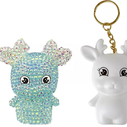 Pasidaryk pats deimantinis elnias "Pasidaryk pats" kristalai 3D raktų pakabuko rinkinys, mėlynas