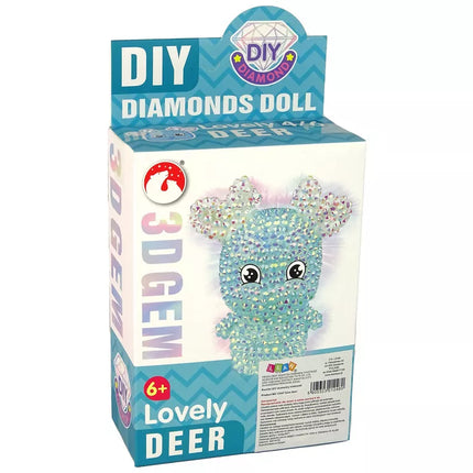 Pasidaryk pats deimantinis elnias "Pasidaryk pats" kristalai 3D raktų pakabuko rinkinys, mėlynas