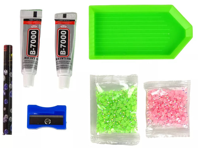 „Pasidaryk pats“ deimantų kūrybinis rinkinys Žalias elnias Kristalai Blizgučiai 3D raktų pakabukas