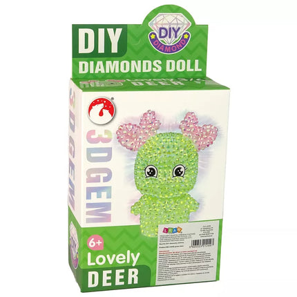 „Pasidaryk pats“ deimantų kūrybinis rinkinys Žalias elnias Kristalai Blizgučiai 3D raktų pakabukas