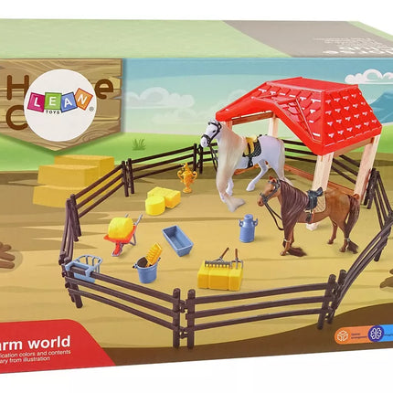 Ūkio tvarto figūrėlių rinkinys su šukavimo arklių priedais