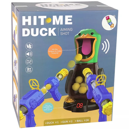 Šaudymo iš lanko žaidimas su ančių taikiniu, minkšti kamuoliukai ir garsai