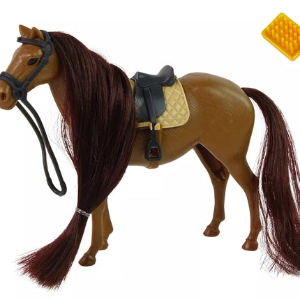 Šukuojamo žirgo figūrėlė su rudais karčiais