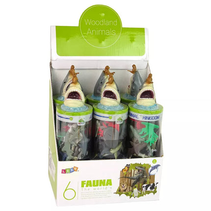 Jūrų gyvūnų figūrėlės ryklių rinkinys 12 vnt. Priedai tūbelėje