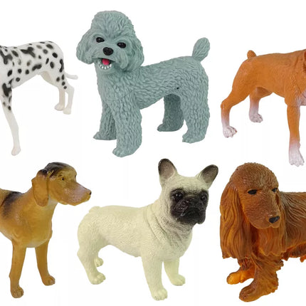 6 šunų figūrėlių rinkinys, įvairių veislių