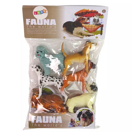 6 šunų figūrėlių rinkinys, įvairių veislių