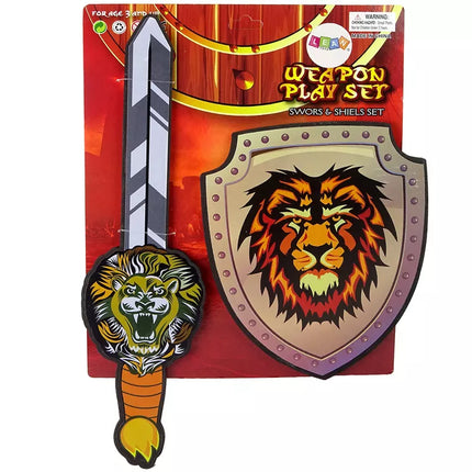 Riterio kalavijo skydo rinkinys, pagamintas iš EVA putų, liūto motyvas
