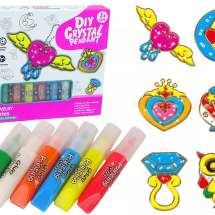 Vitražo tapybos pakabukai Sustingę dažai Papuošalai, 6 vnt.