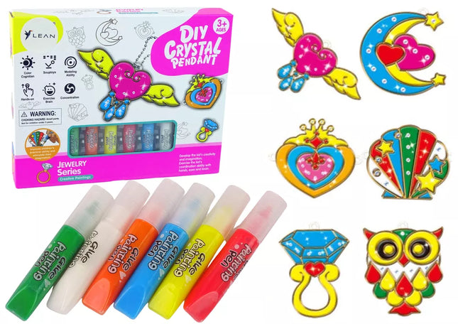 Vitražo tapybos pakabukai Sustingę dažai Papuošalai, 6 vnt.