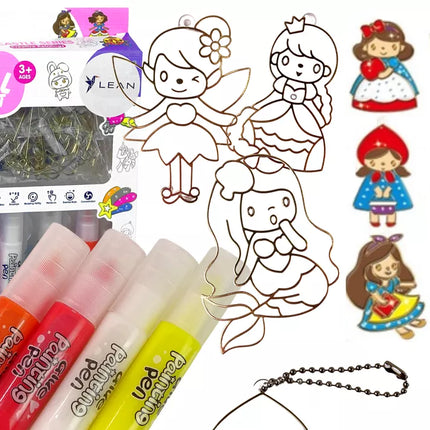 Vitražo tapybos pakabukai lydymo dažai princesės 6 vnt.