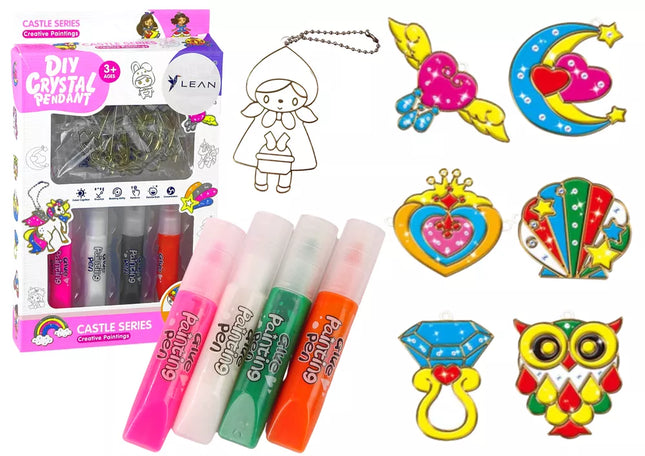 Dažyto stiklo tapybos pakabukai, stingdantys dažai, 6 vnt.