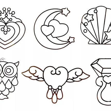 Dažyto stiklo tapybos pakabukai, stingdantys dažai, 6 vnt.