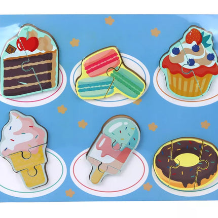 Medinis spalvingas dėlionių galvosūkis vaikams, įvairių raštų