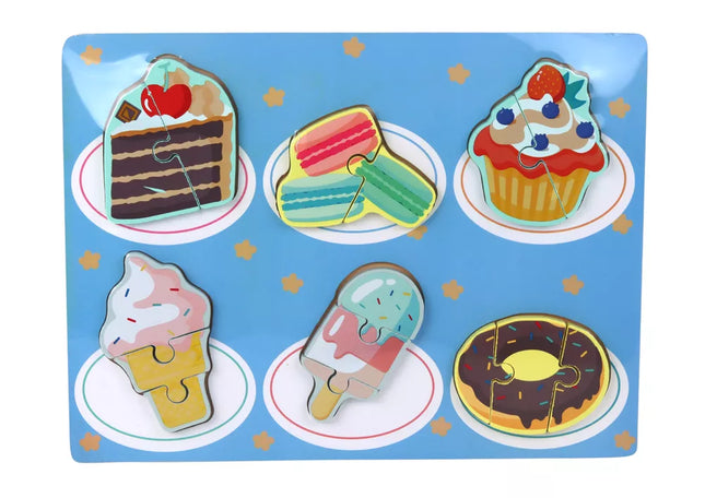 Medinis spalvingas dėlionių galvosūkis vaikams, įvairių raštų