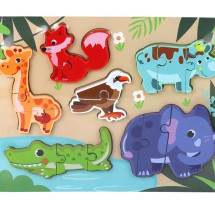 Medinis spalvingas dėlionių galvosūkis vaikams, įvairių raštų