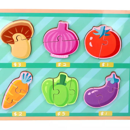 Medinis spalvingas dėlionių galvosūkis vaikams, įvairių raštų