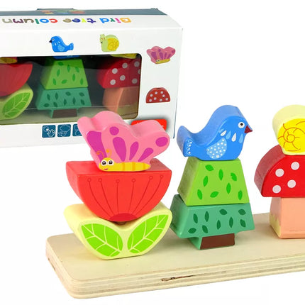 Medinė dėlionė Gėlė Drugelis Paukštis