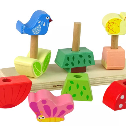 Medinė dėlionė Gėlė Drugelis Paukštis