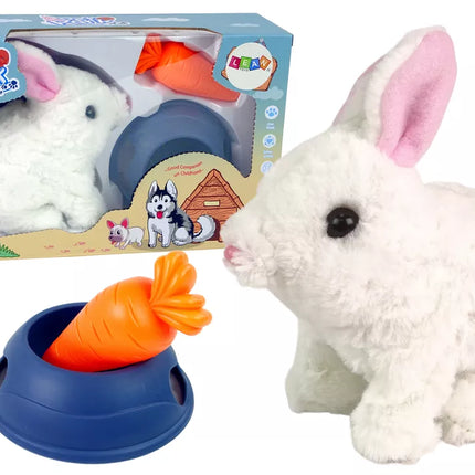 Interaktyvus triušio zuikio talismanas baltas morkų dubuo