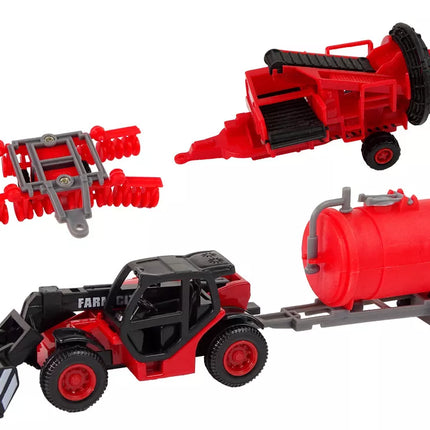 Žemės ūkio transporto priemonių rinkinys Traktorius 12 dalių Metalinis
