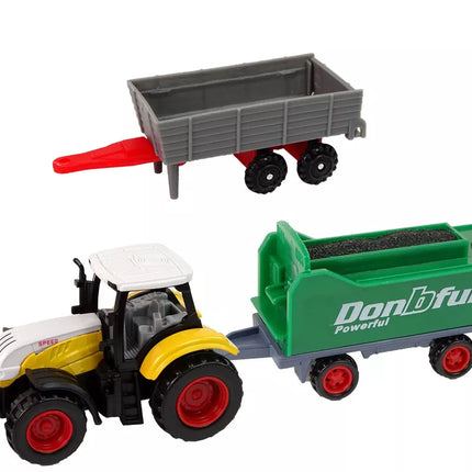 Žemės ūkio transporto priemonių rinkinys Traktorius 12 dalių Metalinis