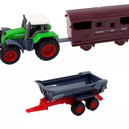 Žemės ūkio transporto priemonių rinkinys Traktorius 12 dalių Metalinis