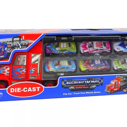 Transporto sunkvežimio ir lenktyninio automobilio rinkinys, 12 vnt.