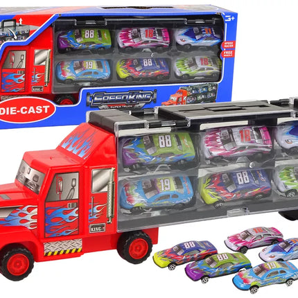 Transporto sunkvežimio ir lenktyninio automobilio rinkinys, 12 vnt.