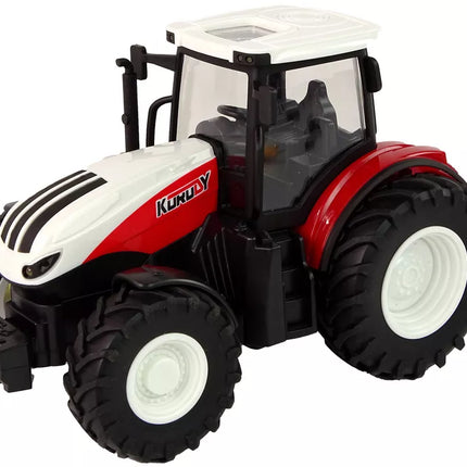 Žemės ūkio traktorius 1:24, nuotoliniu būdu valdomas R/C, ūkininko, baltas, raudonas