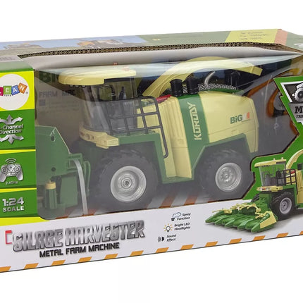 Nuotoliniu būdu valdomas kombainas su dūmų, šviesos ir garso efektais 2.4G 1:24