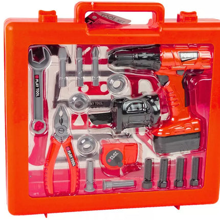 Rankų meistro rinkinys: atsuktuvas, akumuliatorius, plaktukas, pjūklas