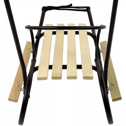 Metalinės rogutės su stūmimo rankena, atlošu ir dirželiu, juodos spalvos