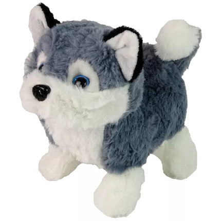 Interaktyvus haskio šuns talismanas vaikšto, judina uodegą, skleidžia garsus