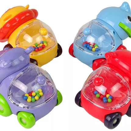 Spalvotų transporto priemonių su kamuoliukais rinkinys