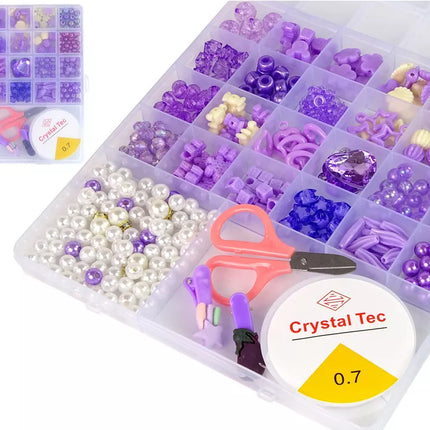 Karolių gamybos rinkinys, violetiniai spaustukai