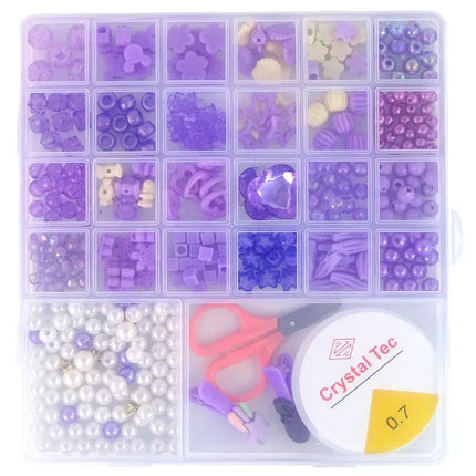 Karolių gamybos rinkinys, violetiniai spaustukai