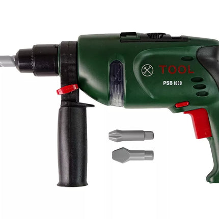 Įrankių rinkinys nešiojamame dėkle, akumuliatorinis gręžtuvas, plaktukas