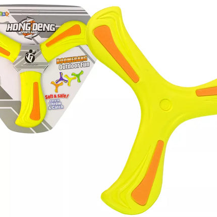 Bumerangas geltonas mėtymui vaikams