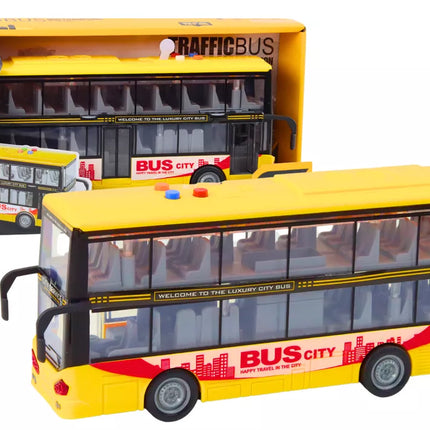 Dviaukštis autobusas 1:16 Šviesos Garsai Frikcinis varymas Geltonas
