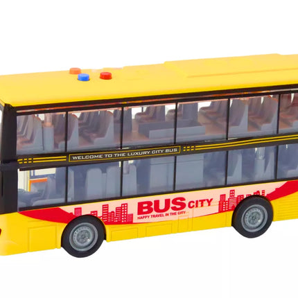 Dviaukštis autobusas 1:16 Šviesos Garsai Frikcinis varymas Geltonas