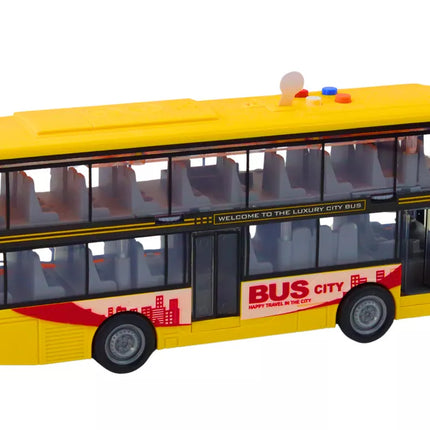 Dviaukštis autobusas 1:16 Šviesos Garsai Frikcinis varymas Geltonas