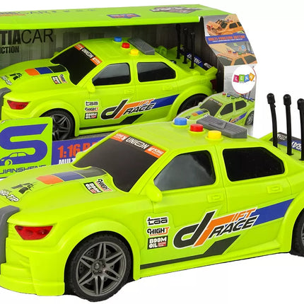 Lenktyninis automobilis su šviesomis ir garsais, žalias, 1:16