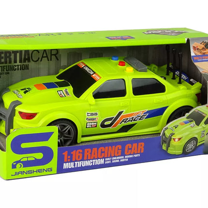 Lenktyninis automobilis su šviesomis ir garsais, žalias, 1:16