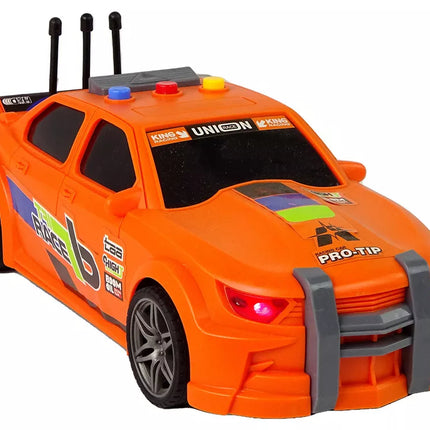 Oranžinis lenktyninis sportinis automobilis su šviesomis ir garsais 1:16