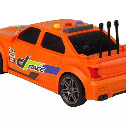 Oranžinis lenktyninis sportinis automobilis su šviesomis ir garsais 1:16
