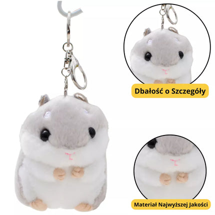 Pliušinis žiurkėno talismanas, raktų pakabukas, pilkas, 10 cm