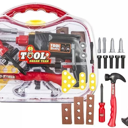 Didelis 22 dalių įrankių rinkinys lagamine "Pasidaryk pats" mechanikas kūrybinis konstravimo žaislas