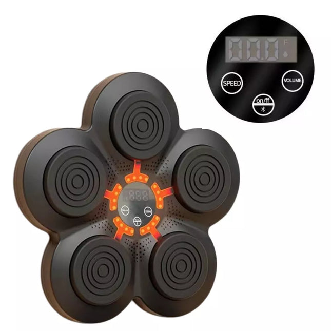 Muzikinis bokso treniruoklis su „Bluetooth“, sieninis skydelis su LED apšvietimu