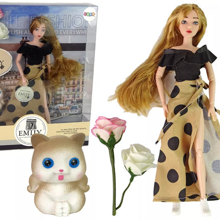 Emili lėlė su Rose Cat ilgais plaukais
